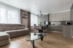 Design of a living room kitchen with one window photo