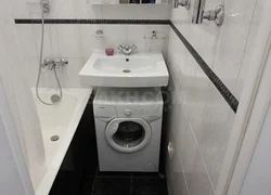 Design Of A Small Bath With A Sink And Washing Machine