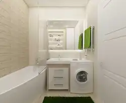 Lavabo və paltaryuyan maşın olan kiçik bir hamamın dizaynı