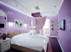 Bedroom design in purple tones