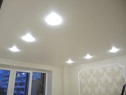 Suspended Ceiling With Light Bulbs In The Ceiling In The Bedroom Photo