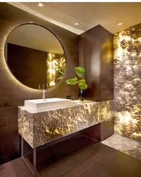 Onyx tiles in the bathroom interior photo