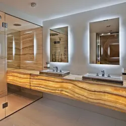 Onyx tiles in the bathroom interior photo