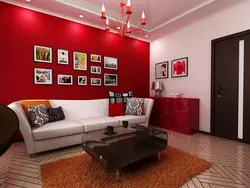 Qırmızı rəngli qonaq otağı dizaynı