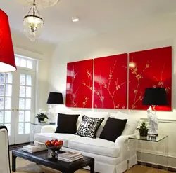 Living room design with red color