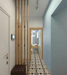 Hallway Made Of Wooden Slats, Photo In The Interior