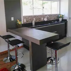 Bar counters in the kitchen instead of tables photo