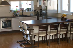 Bar counters in the kitchen instead of tables photo