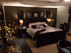 Bedroom interior in chocolate colors
