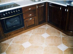 What tile is better to put on the floor in the kitchen photo