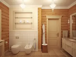 Photo of a bathroom in a wooden house