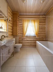 Photo of a bathroom in a wooden house