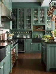 Темно зеленая кухня фото