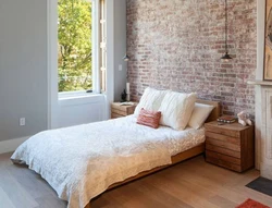 Brick wallpaper for bedroom photo