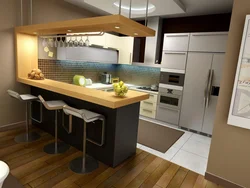 Kitchen design 25 sq.m. with a bar counter