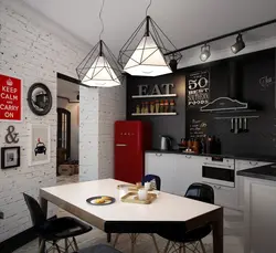 White kitchen interior in loft style