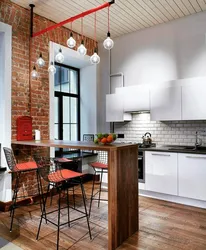 White kitchen interior in loft style