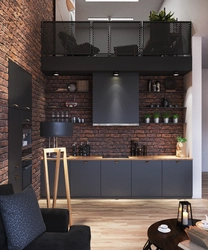 White kitchen interior in loft style