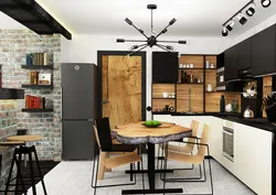 White kitchen interior in loft style