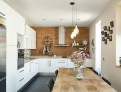 White kitchen interior in loft style