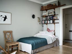 Shelves in the bedroom interior