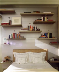 Shelves in the bedroom interior