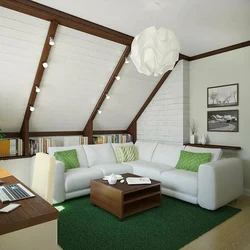 Living room interior in the attic