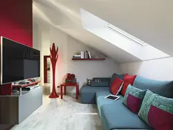 Living room interior in the attic