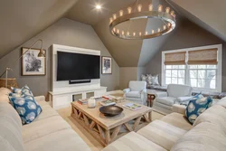 Living room interior in the attic