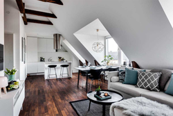 Living room interior in the attic
