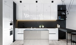 White glossy kitchens in the interior real photos