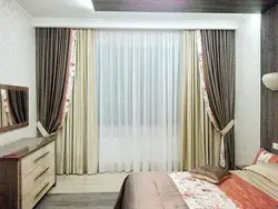 Комбинированные шторы для спальни фото из 2х цветов