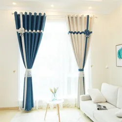 Combined curtains for the bedroom photo of 2 colors