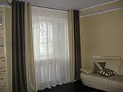 Камбінаваныя шторы для спальні фота з 2х кветак