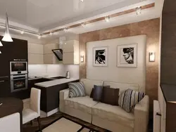 Mətbəx dizaynı 14 kv m müasir üslubda divanla