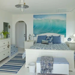 Blue blue bedroom interior
