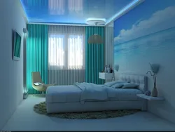 Blue Blue Bedroom Interior