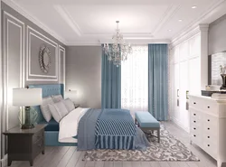 Bedrooms in gray-blue tones interior