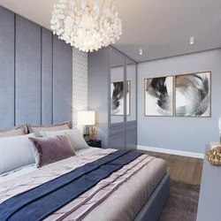 Bedrooms in gray-blue tones interior