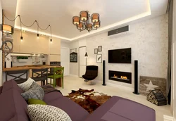 60 m² yashash xonasining uy dizayni