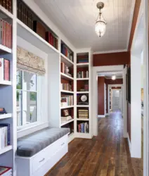 Hallway in a house with a window design and interior