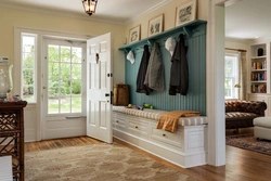 Hallway in a house with a window design and interior