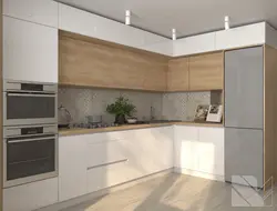 Бұрышта төбеге дейін ас үйдің суреті