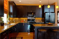 Kitchen interior gold and black