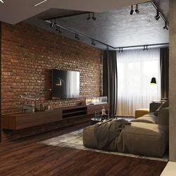 Loft Üslubunda Qonaq Otağının Divar Dizaynı