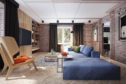 Living room wall design in loft style