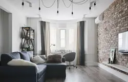 Living room wall design in loft style
