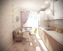 Kitchen 12 square meters design rectangular with balcony