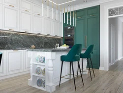 Emerald kitchen in a modern style interior