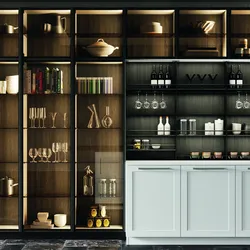 Cabinet showcase in the kitchen interior